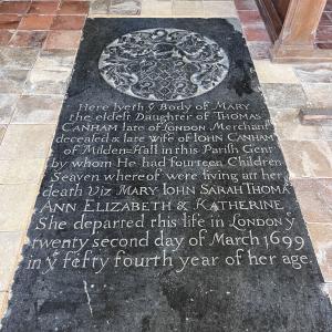 Mary Canham memorial who died in 1699